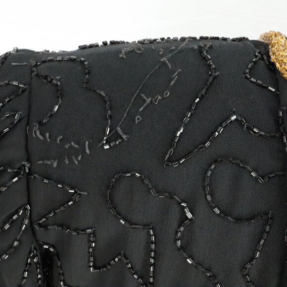 Brillante by JA Dress Womens Large Black Sequin Gold Trim Chiffon Formal Vintage - Picture 13 of 16